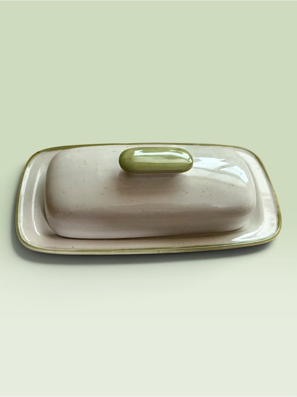 Vintage Country Casual Speckled Butter Dish